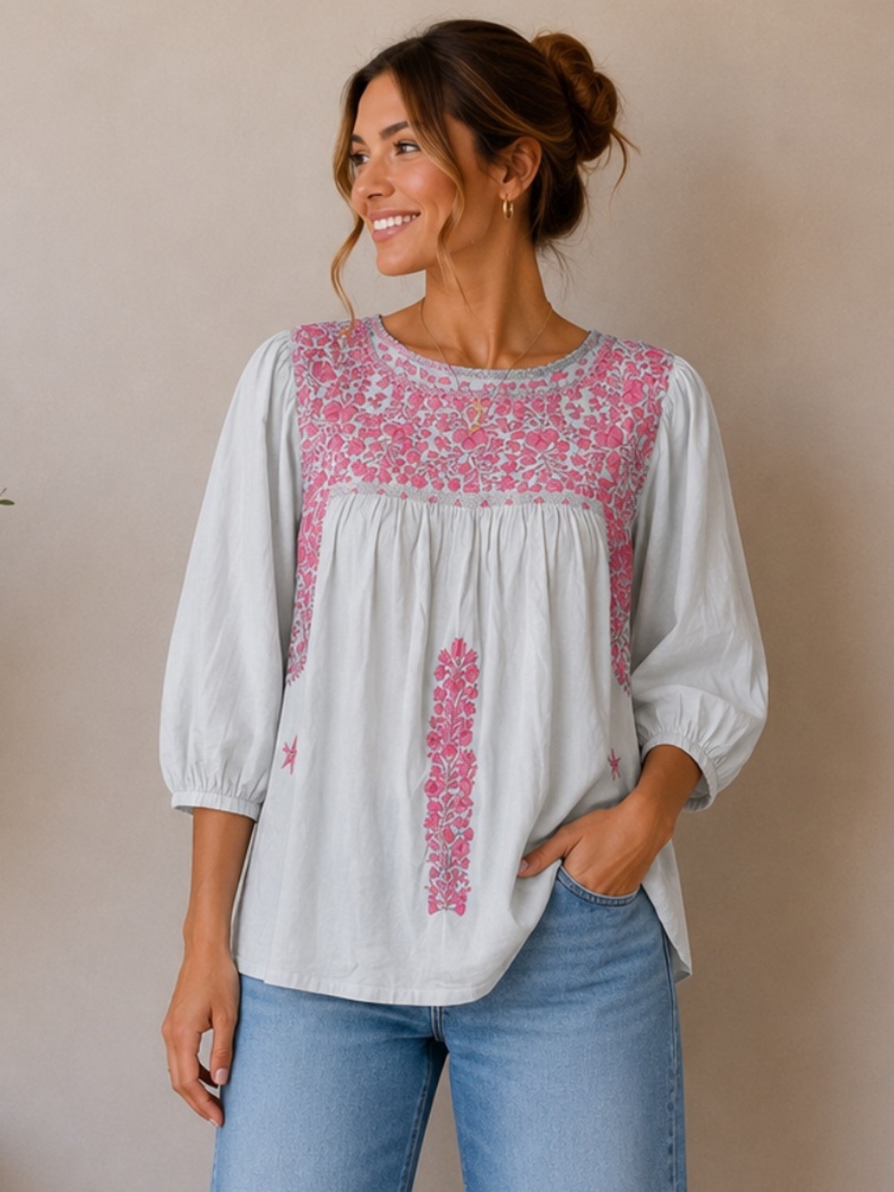 Mi Golondrina Fernanda Embroidered Blouse